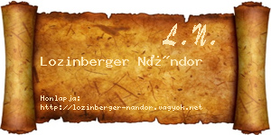 Lozinberger Nándor névjegykártya